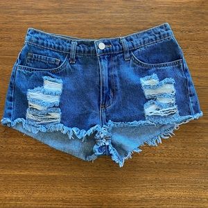 O2 Denim Dark Jean Distressed Short Medium